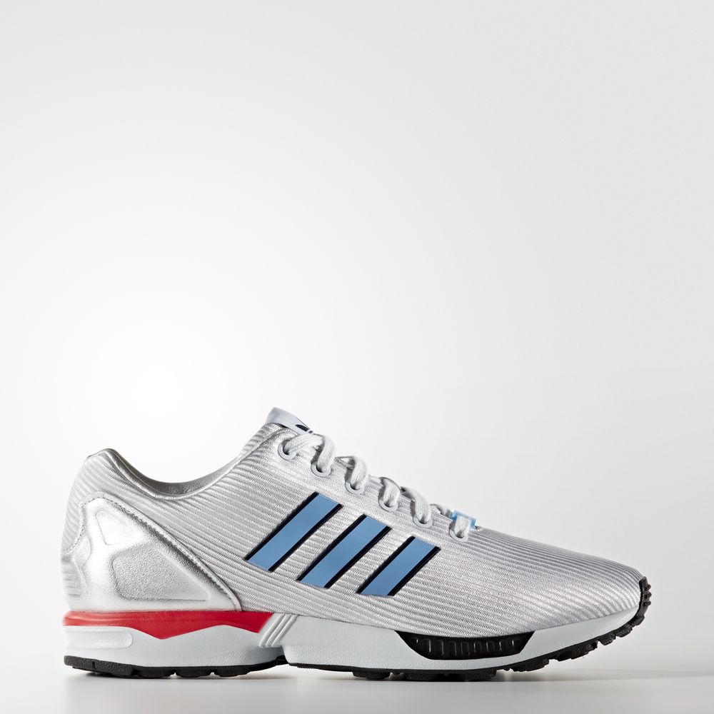 Adidas Zx Flux - Originals ανδρικα - Ασημι Μεταλλικός/Ανοιχτο Μπλε/Κοκκινα,Μέγεθος: EU 36 – 54 2/3 (